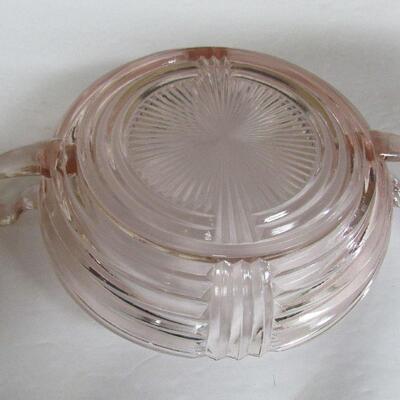 Vintage Pink Depression Glass, Handled Bowl and Oyster and Pearl Relish