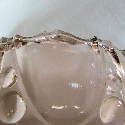 Vintage Pink Depression Glass, Handled Bowl and Oyster and Pearl Relish