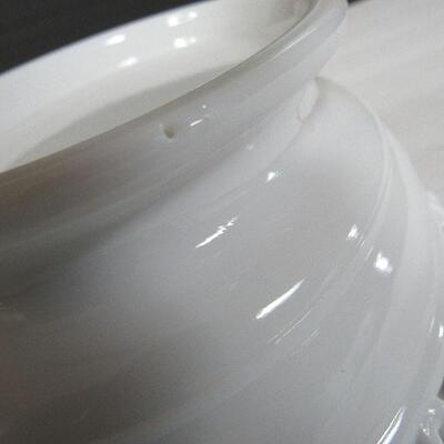 Large Oval Milk Glass Bowl With Lacy Rim