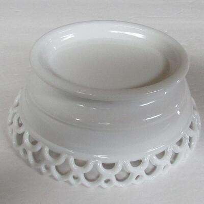 Large Oval Milk Glass Bowl With Lacy Rim