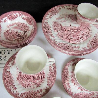 Beautiful Pink Transferware Dishes, Churchill, Staffordshire, England, Nice Quality
