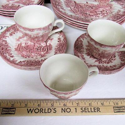 Beautiful Pink Transferware Dishes, Churchill, Staffordshire, England, Nice Quality