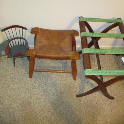 Luggage Rack, Straw Stool, Doll Chair