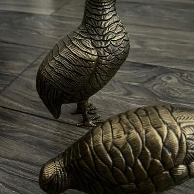 Vintage brass quails
