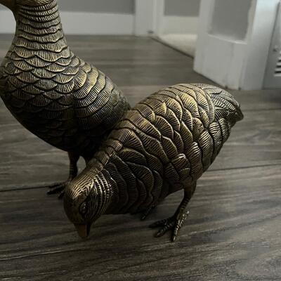 Vintage brass quails
