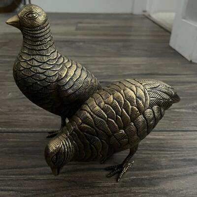 Vintage brass quails