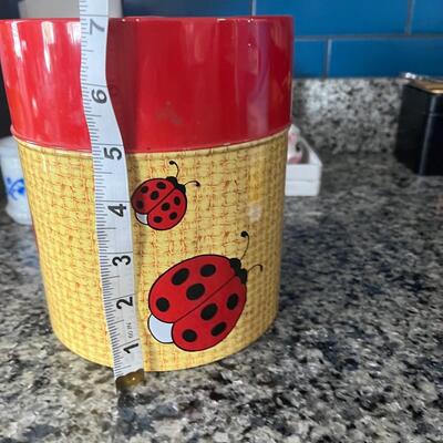 Vintage metal ladybug canisters
