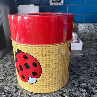 Vintage metal ladybug canisters