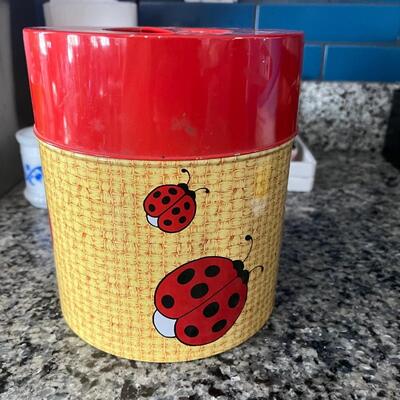 Vintage metal ladybug canisters