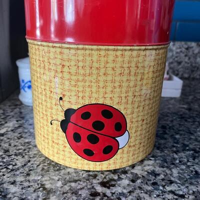 Vintage metal ladybug canisters