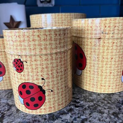 Vintage metal ladybug canisters