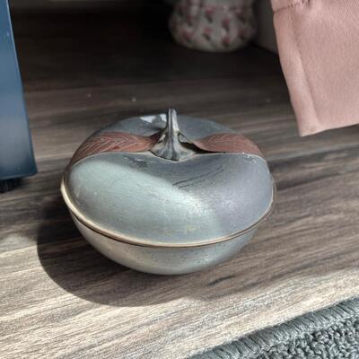 Vintage pewter apple trinket dish