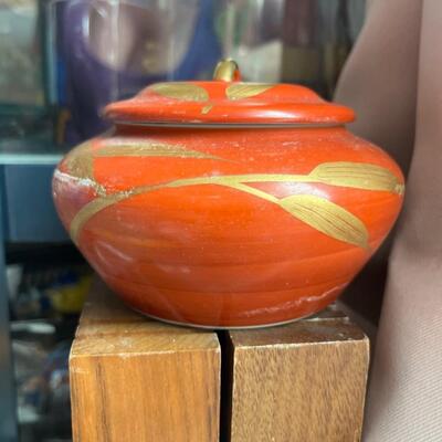 Vintage porcelain jar with lid
