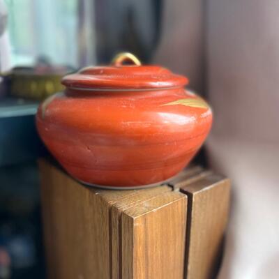 Vintage porcelain jar with lid