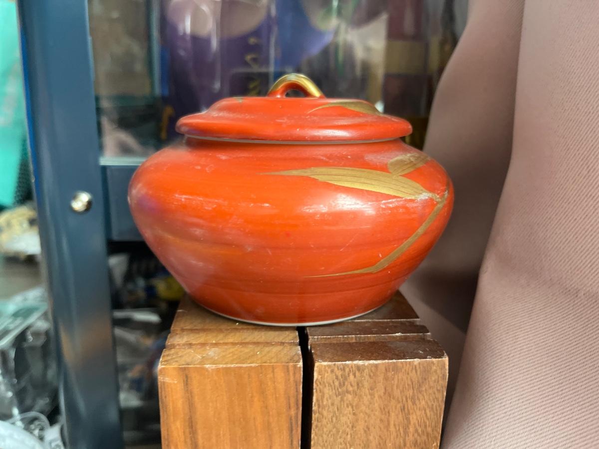 Vintage porcelain jar with lid