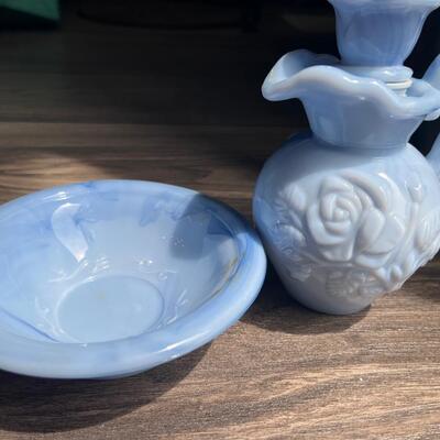 Vintage Avon blue slag glass