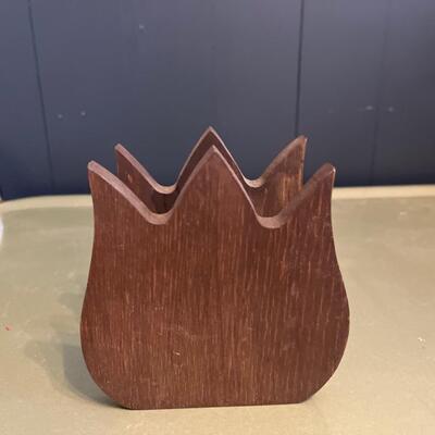 Vintage solid wood tulip napkin holder