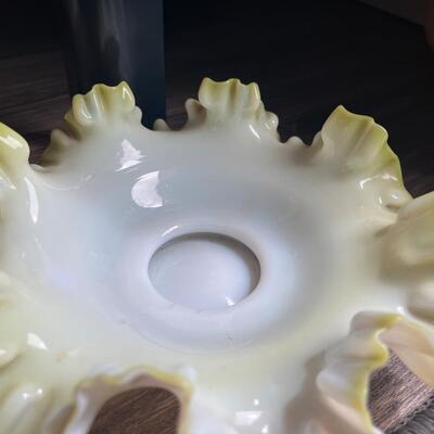 Milk glass with ruffled edge catchall