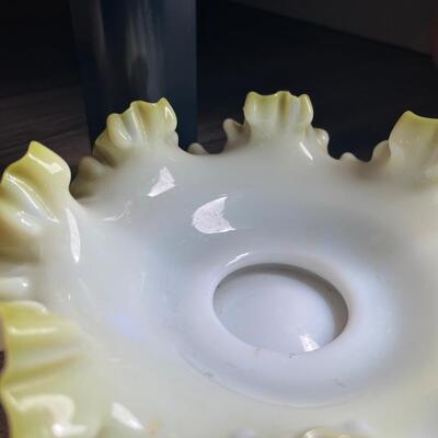 Milk glass with ruffled edge catchall