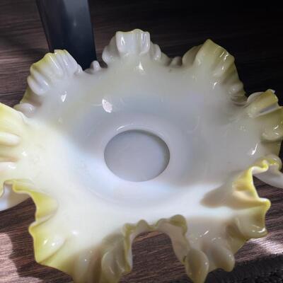 Milk glass with ruffled edge catchall