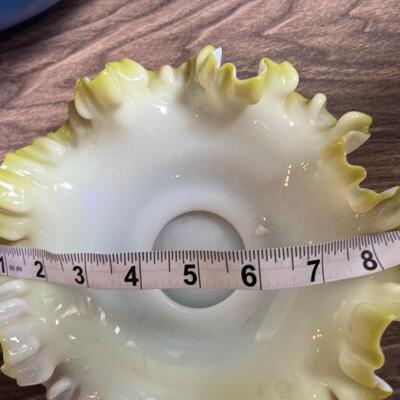 Milk glass with ruffled edge catchall