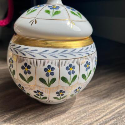 Vintage porcelain jar with lid
