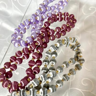 Vintage Satin & Gold Necklace Strand Set