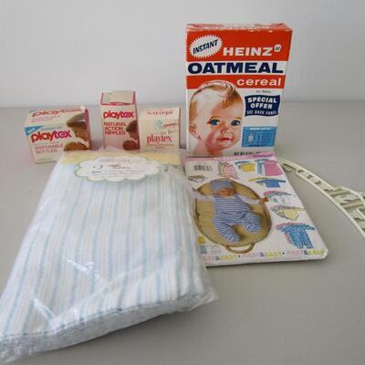 #7 Baby blanket, new; pattern, vintage baby items