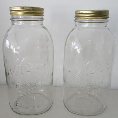 #44 2 Vintage 1/2 gallon Kerr canning jars