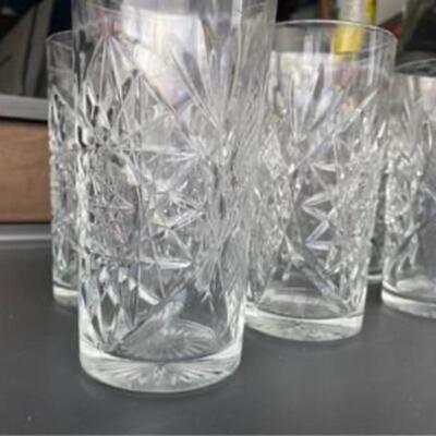 Crystal cut Libbey glass set