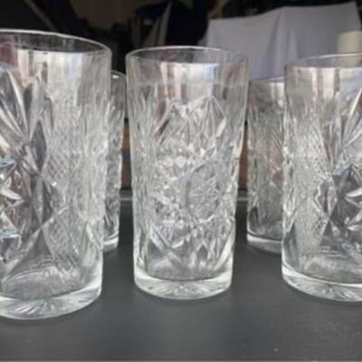 Crystal cut Libbey glass set