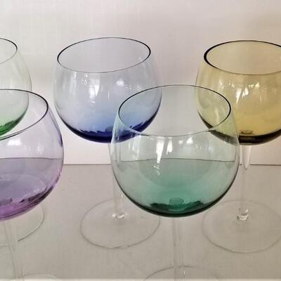 Lot #98  Set of Six Colored Wine Glasses