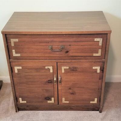 Lot #102  Vintage Bassett Cabinet with Brass Trim