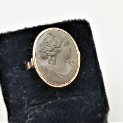 Lot #116  Antique Victorian LAVA carved cameo - 14kt gold