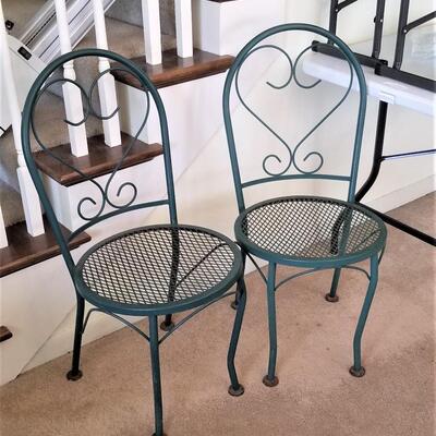 Lot #120  Pair of Green Metal outdoor Bistro Chairs