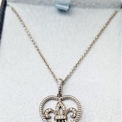 Lot #153  Ramsay's Sterling Silver Fleur di Lis Necklace with Diamond accents