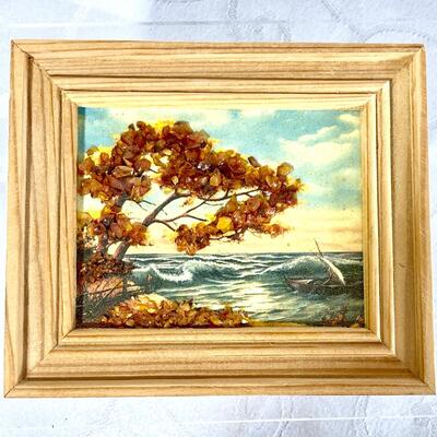 Vintage Pastel & Amber Ocean Scene Miniature