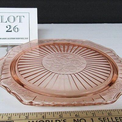 Pink Depression Glass, Mayfair Footed Cake Plate