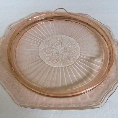Pink Depression Glass, Mayfair Footed Cake Plate