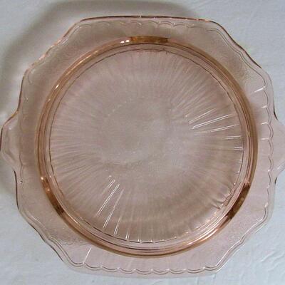 Pink Depression Glass, Mayfair Footed Cake Plate