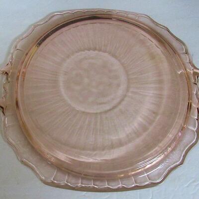 Pink Depression Glass, Mayfair Handled Serving Tray