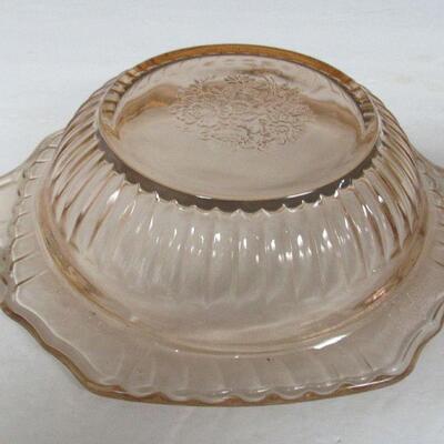 Pink Depression Glass, Mayfair Handled 7" Bowl
