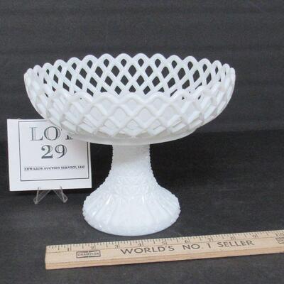 Large Footed Compote, Milk Glass, Unmarked