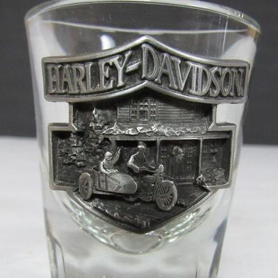 Harley Daivdson Heavy Large Shot Glass, Pewter Medallion