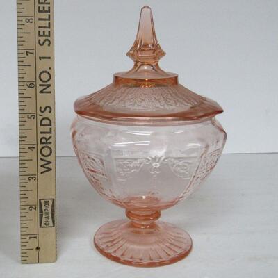 Pink Depression Glass, Princess Covered Candy Dish