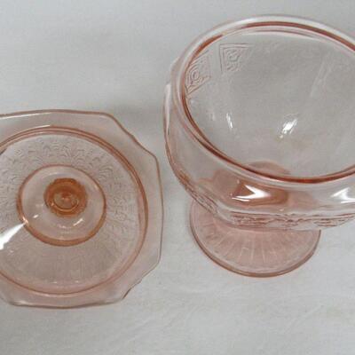 Pink Depression Glass, Princess Covered Candy Dish