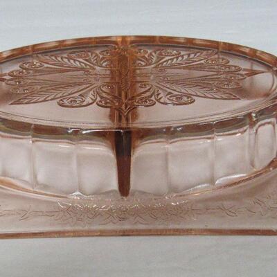 Pink Depression Glass, Adam Divided Relish Dish
