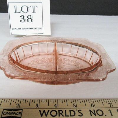 Pink Depression Glass, Adam Divided Relish Dish