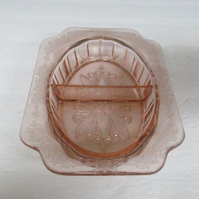 Pink Depression Glass, Adam Divided Relish Dish