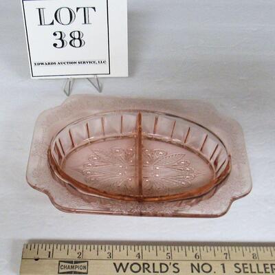 Pink Depression Glass, Adam Divided Relish Dish